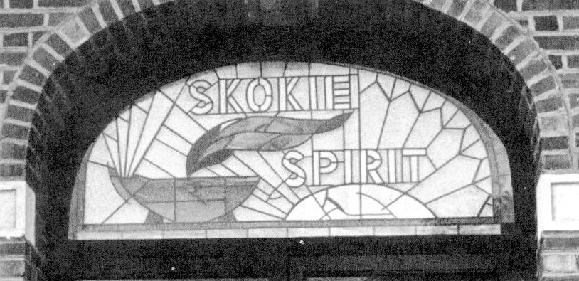 Skokie Spirit stained glass window at the Village Hall