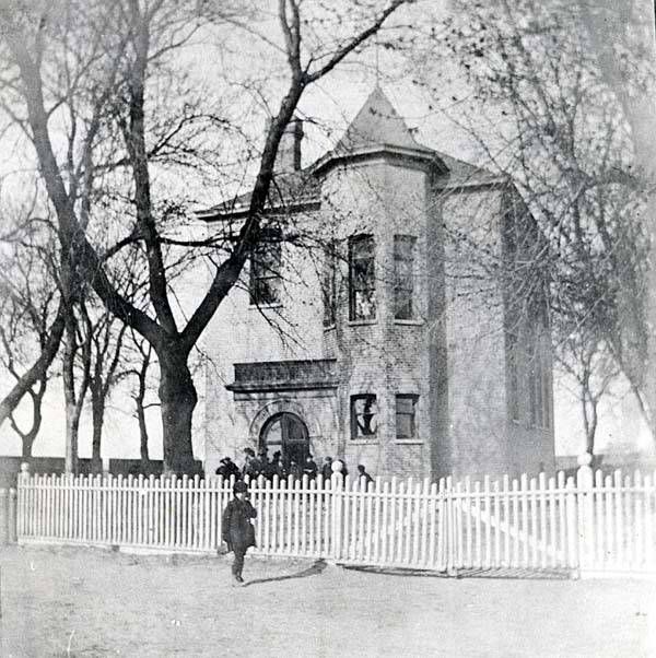 The old Fairview School, the village's first, which was built in 1858 on the southwest corner of Howard Street and Niles Center Road