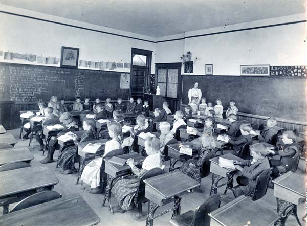 Students are hard at work in this 1901 photo inside the Niles Center Public School