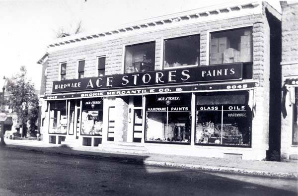 The Ace Hardware Store at 8045 Lincoln, which evolved from the Niles Center Mercantile Company