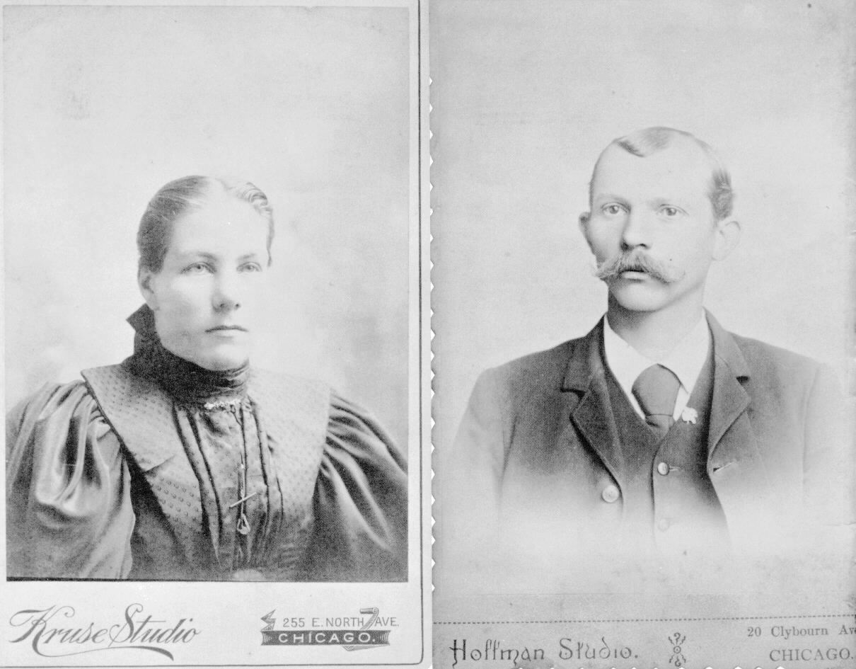 Margaret Harrer Meyer and her husband Jacob, youngest son of Elizabeth and Nicholas Meyer. They built and lived inthe famous log cabin in the mid-1800s.