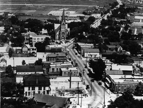 Looking down on Lincoln Avenue and St. Peters Church